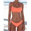 imageMakeMeChic Womens Bikini Sets Leopard Print Spaghetti Strap Backless Beach SwimsuitOrange