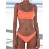 imageMakeMeChic Womens Bikini Sets Leopard Print Spaghetti Strap Backless Beach SwimsuitOrange