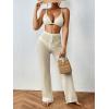 imageMakeMeChic Womens Crochet Beach Pant Drawstring Waist Bikini Swimsuits Sheer Mesh Cover Up PantsApricot