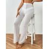 imageMakeMeChic Womens Crochet Beach Pant Drawstring Waist Bikini Swimsuits Sheer Mesh Cover Up PantsWhite