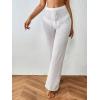 imageMakeMeChic Womens Crochet Beach Pant Drawstring Waist Bikini Swimsuits Sheer Mesh Cover Up PantsWhite