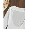 imageMakeMeChic Womens Crochet Cover Up Dress Long Sleeve Knitted Sheer Swimwear Beach Cover Up DressA White