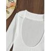 imageMakeMeChic Womens Crochet Cover Up Dress Long Sleeve Knitted Sheer Swimwear Beach Cover Up DressPlus White