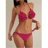 imageMakeMeChic Womens Crochet Cover Up Sets 3D Flower Halter Backless Bikini Top and Thong Beach Bathing SuitHot Pink