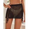 imageMakeMeChic Womens Crochet Cover Up Skirt Tassel Knit Mini Beach Cover UpBlack
