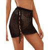 imageMakeMeChic Womens Crochet Cover Up Skirt Tassel Knit Mini Beach Cover UpBlack