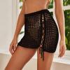 imageMakeMeChic Womens Crochet Cover Up Skirt Tassel Knit Mini Beach Cover UpBlack