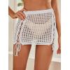 imageMakeMeChic Womens Crochet Cover Up Skirt Tassel Knit Mini Beach Cover UpWhite a