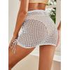 imageMakeMeChic Womens Crochet Cover Up Skirt Tassel Knit Mini Beach Cover UpWhite a