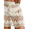 imageMakeMeChic Womens Crochet Drawstring Knitted High Waisted Swimsuit Mini Cover Up Beach SkirtApricot
