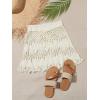 imageMakeMeChic Womens Crochet Drawstring Knitted High Waisted Swimsuit Mini Cover Up Beach SkirtBeige
