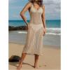 imageMakeMeChic Womens Crochet Dress Sleeveless Sheer Halter Long Dresses Beach Coverup Swimsuit Cover UpKhaki