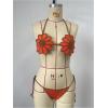 imageMakeMeChic Womens Crochet Knit Bikini Cover Up Sets Floral Halter Backless Bikini Top and Thong SwimsuitsMulticolor