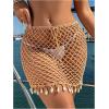 imageMakeMeChic Womens Crochet Mini Skirt Hollow Out Beach Cover Up Fringe Short SkirtKhaki