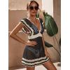 imageMakeMeChic Womens Deep V Neck Hollow Out See Through Knit Swimsuit Cover Up Beach DressMulti Black