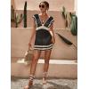 imageMakeMeChic Womens Deep V Neck Hollow Out See Through Knit Swimsuit Cover Up Beach DressMulti Black