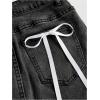 imageMakeMeChic Womens Denim Skirt High Waist Bow Pocket Bodycon Y2K Mini Jean SkirtsBlack