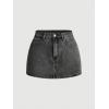 imageMakeMeChic Womens Denim Skirt High Waist Bow Pocket Bodycon Y2K Mini Jean SkirtsDark Grey