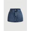 imageMakeMeChic Womens Denim Skirt High Waist Bow Pocket Bodycon Y2K Mini Jean SkirtsDark Wash