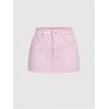 imageMakeMeChic Womens Denim Skirt High Waist Bow Pocket Bodycon Y2K Mini Jean SkirtsLight Pink