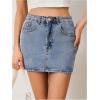 imageMakeMeChic Womens Denim Skirt High Waist Bow Pocket Bodycon Y2K Mini Jean SkirtsLight Wash