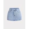 imageMakeMeChic Womens Denim Skirt High Waist Bow Pocket Bodycon Y2K Mini Jean SkirtsLight Wash B