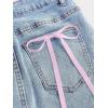 imageMakeMeChic Womens Denim Skirt High Waist Bow Pocket Bodycon Y2K Mini Jean SkirtsLight Wash B