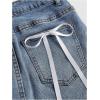 imageMakeMeChic Womens Denim Skirt High Waist Bow Pocket Bodycon Y2K Mini Jean SkirtsMedium Wash