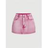 imageMakeMeChic Womens Denim Skirt High Waist Bow Pocket Bodycon Y2K Mini Jean SkirtsPink