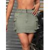 imageMakeMeChic Womens Denim Skirt Y2K Denim Skort Low Rise Mini Jean SkirtArmy Green C