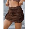 imageMakeMeChic Womens Denim Skirt Y2K Denim Skort Low Rise Mini Jean SkirtChocolate Brown