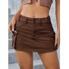 imageMakeMeChic Womens Denim Skirt Y2K Denim Skort Low Rise Mini Jean SkirtChocolate Brown