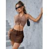imageMakeMeChic Womens Denim Skirt Y2K Denim Skort Low Rise Mini Jean SkirtChocolate Brown