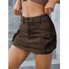 imageMakeMeChic Womens Denim Skirt Y2K Denim Skort Low Rise Mini Jean SkirtCoffee Brown