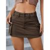 imageMakeMeChic Womens Denim Skirt Y2K Denim Skort Low Rise Mini Jean SkirtCoffee Brown