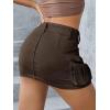 imageMakeMeChic Womens Denim Skirt Y2K Denim Skort Low Rise Mini Jean SkirtCoffee Brown