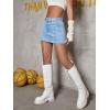 imageMakeMeChic Womens Denim Skirt Y2K Denim Skort Low Rise Mini Jean SkirtLight Blue