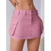 imageMakeMeChic Womens Denim Skirt Y2K Denim Skort Low Rise Mini Jean SkirtPink
