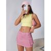 imageMakeMeChic Womens Denim Skirt Y2K Denim Skort Low Rise Mini Jean SkirtPink