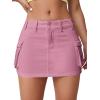imageMakeMeChic Womens Denim Skirt Y2K Denim Skort Low Rise Mini Jean SkirtPink