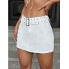 imageMakeMeChic Womens Denim Skirt Y2K Denim Skort Low Rise Mini Jean SkirtWhite B