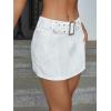 imageMakeMeChic Womens Denim Skirt Y2K Denim Skort Low Rise Mini Jean SkirtWhite B