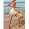 imageMakeMeChic Womens Drawstring Waist Bikini Cover Up Solid See Through Split Hem Beach Cover Up ShortsApricot