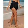 imageMakeMeChic Womens Drawstring Waist Bikini Cover Up Solid See Through Split Hem Beach Cover Up ShortsBlack