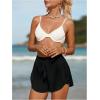 imageMakeMeChic Womens Drawstring Waist Bikini Cover Up Solid See Through Split Hem Beach Cover Up ShortsBlack
