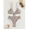 imageMakeMeChic Womens Floral 2 Piece Swimsuit Deep V Neck High Cut Bikini Sets Bathing SuitFloral Printed