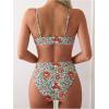 imageMakeMeChic Womens Floral 2 Piece Swimsuit Deep V Neck High Cut Bikini Sets Bathing SuitFloral Printed
