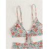 imageMakeMeChic Womens Floral 2 Piece Swimsuit Deep V Neck High Cut Bikini Sets Bathing SuitFloral Printed