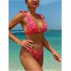 imageMakeMeChic Womens Floral 2 Piece Swimsuit Deep V Neck High Cut Bikini Sets Bathing SuitMulticolor a