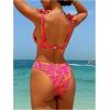 imageMakeMeChic Womens Floral 2 Piece Swimsuit Deep V Neck High Cut Bikini Sets Bathing SuitMulticolor a